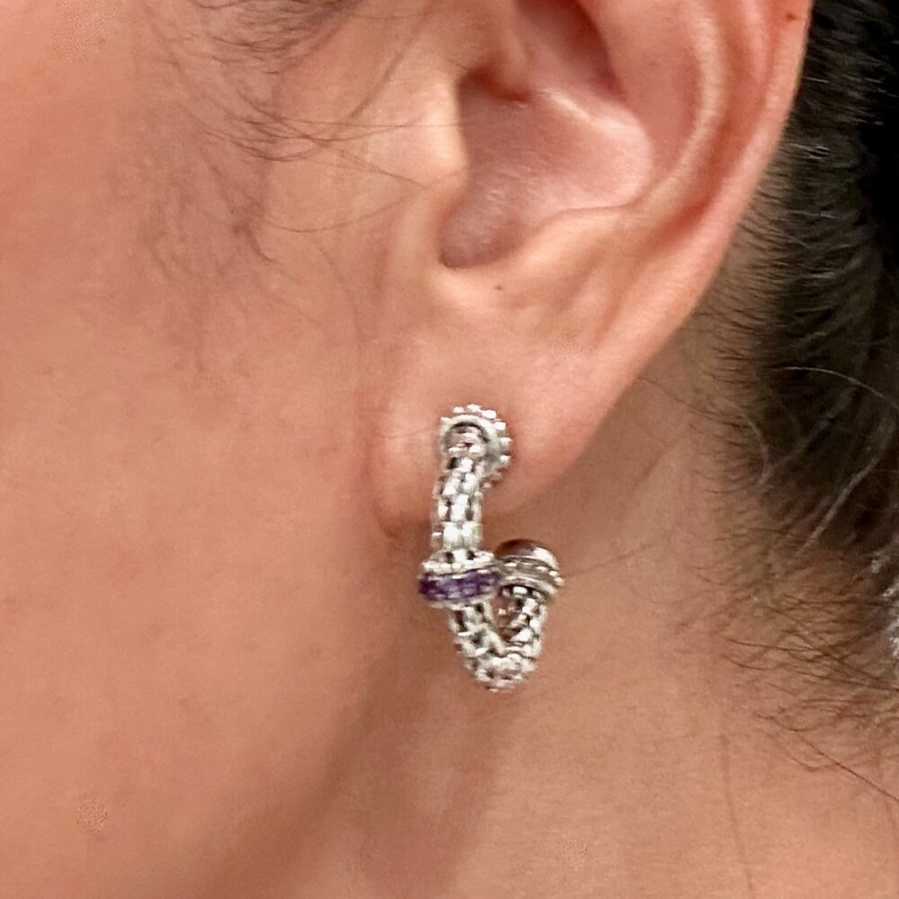 Phillip Gavriel Prosecco Sterling Siver Amethyst Hoops Earrings